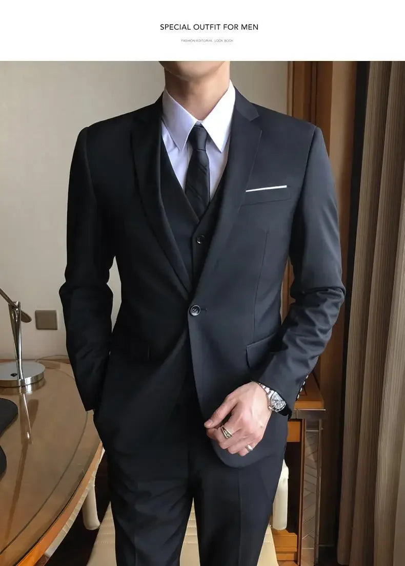 Conjunto de terno de casamento casual para homens profissional melhor homem estilo coreano novo noivo negócios formal jaqueta fino ajuste primavera terno