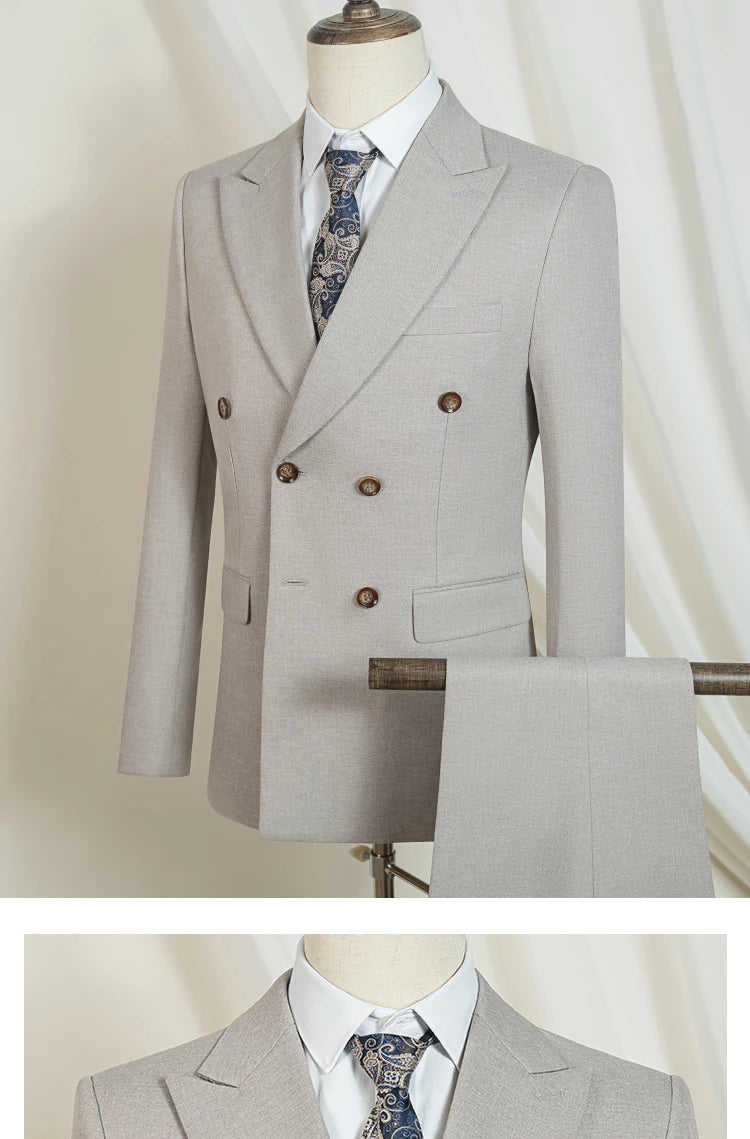 Terno masculino elegante azul escuro ST Cassy, conjunto de 2 peças, moderno, para casamento, festas, negócios e escritório.