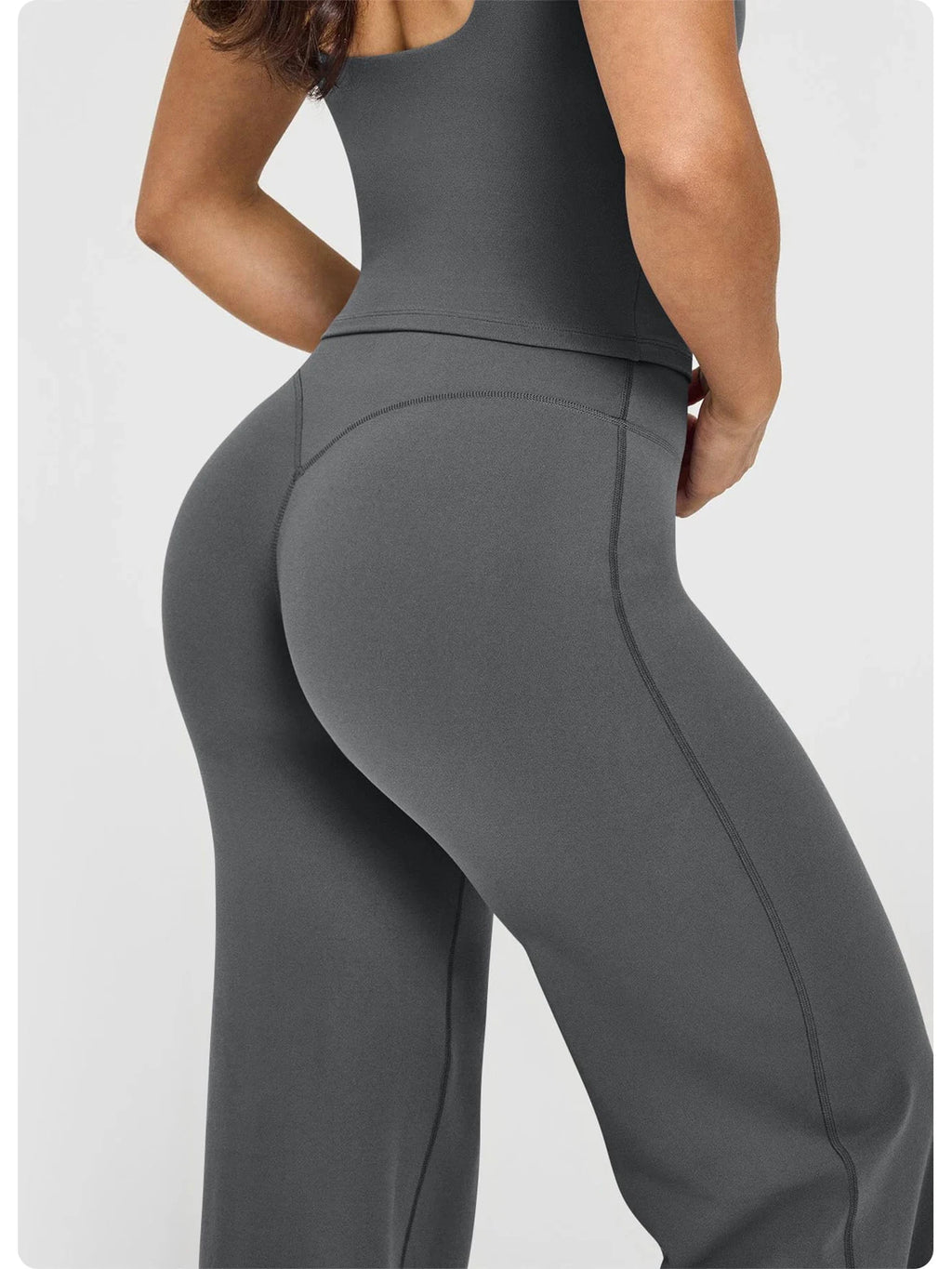 Calças de Yoga de Cintura Alta e Perna Larga para Mulheres, Efeito Levanta Bumbum, Marrom Café, Calças de Treino, Leggings Flare, Controle de Barriga, Roupa de Ginástica e Fitness