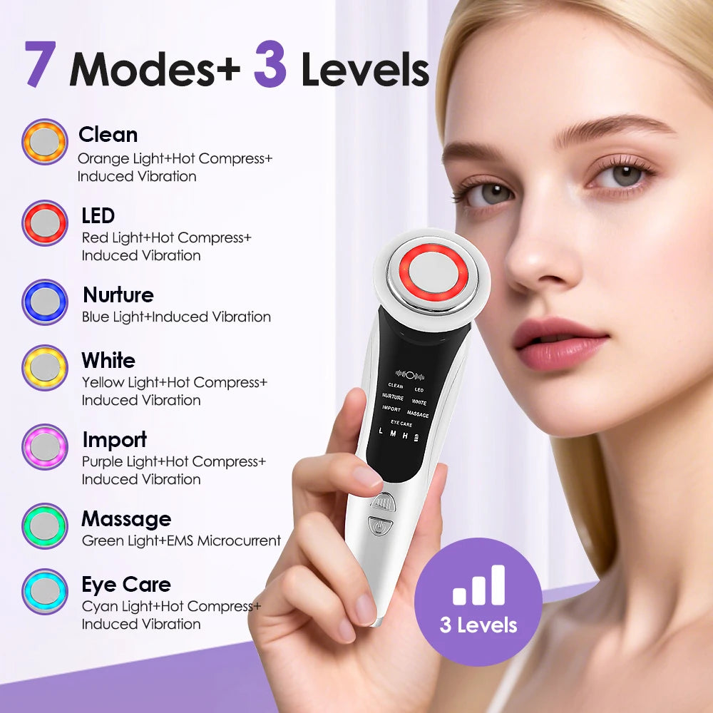7 em 1 dispositivo de levantamento facial ems microcorrente rejuvenescimento da pele led facial pescoço endurecimento massageador rosto aparelho de cuidados de beleza
