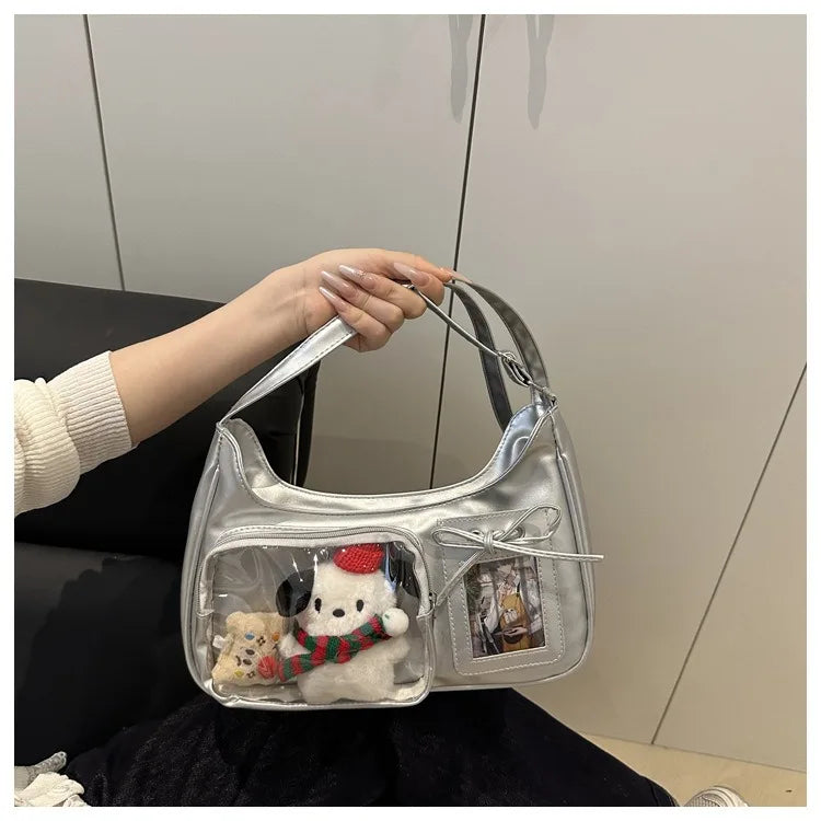 Y2k harajuku bolsa de ombro feminina coreano transparente ita saco escola crossbody saco feminino designer japonês bolsa preppy