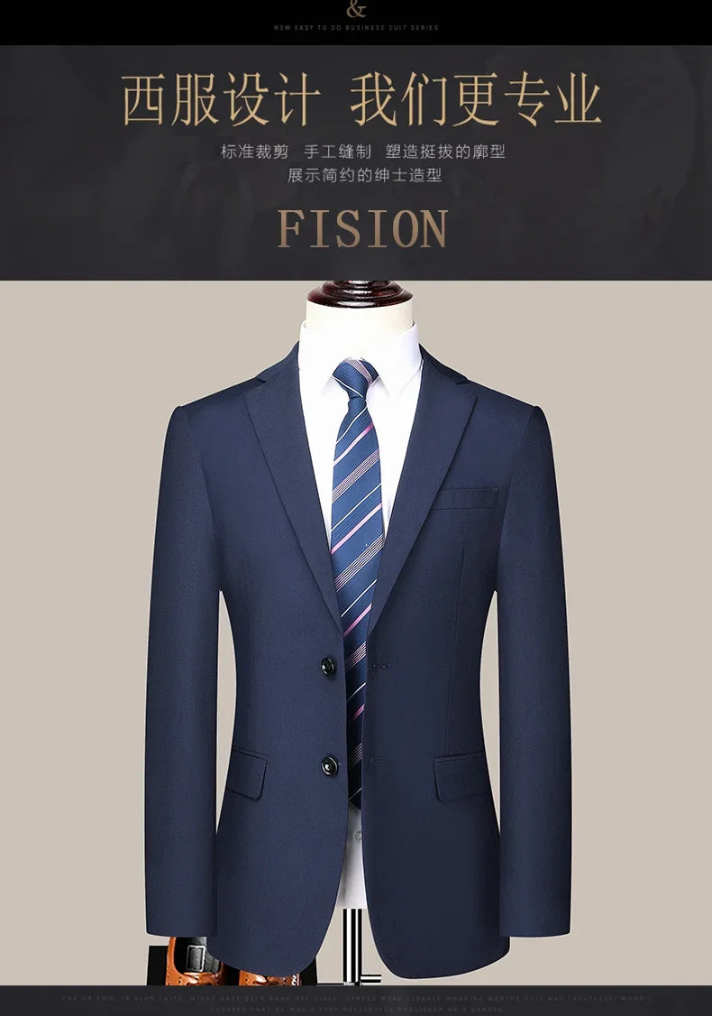 2024 masculino fino-ajuste de dois botões terno de negócios profissional trabalho formal conjunto de duas peças calças incluídas S-6XL
