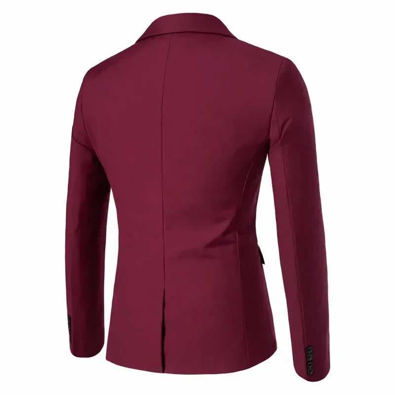 Terno masculino (blazer + colete + calças) moda negócios cor sólida casamento estilo britânico workwear, terno de desempenho casual