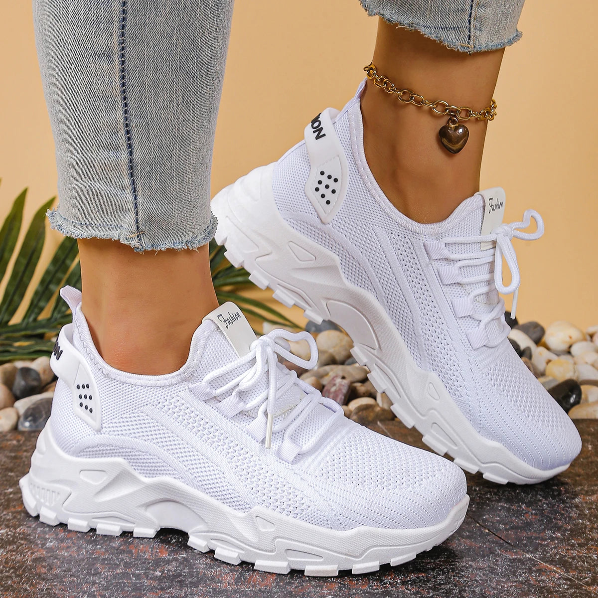 Calçados femininos, calçados esportivos femininos 2025 sapatos femininos respiráveis de malha única pai sapato esportivo feminino casual e versátil