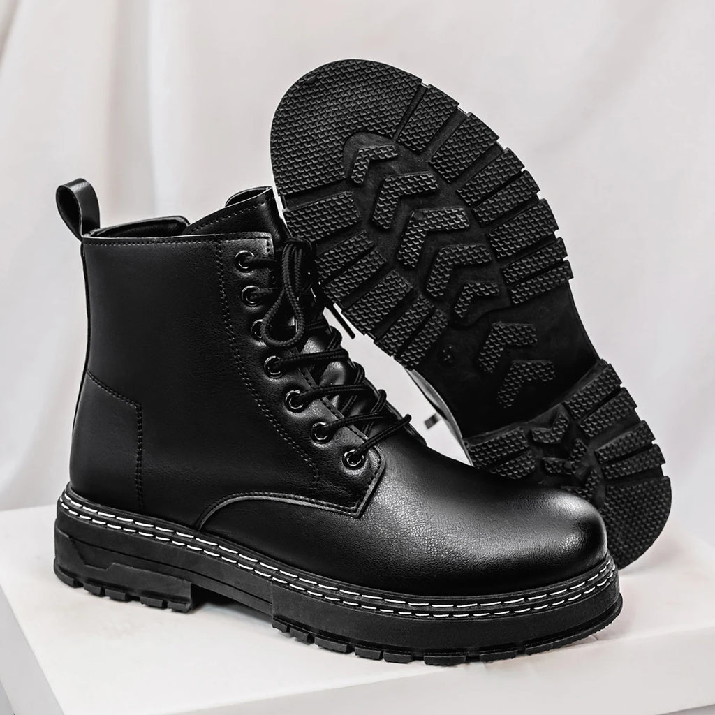 Botas jeans masculinas de cano alto, calçados esportivos casuais, botas masculinas da moda e da moda