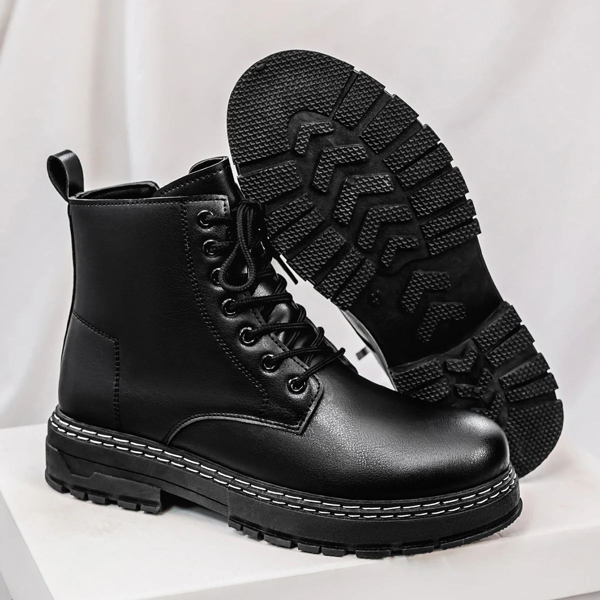 Botas jeans masculinas de cano alto, calçados esportivos casuais, botas masculinas da moda e da moda