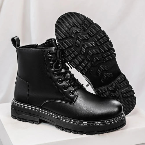 Botas jeans masculinas de cano alto, calçados esportivos casuais, botas masculinas da moda e da moda