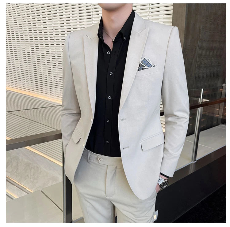 2025 terno de negócios masculino fino vestido de casamento conjunto de duas peças M-4XL elegante bonito tudo-em-um calças de banquete