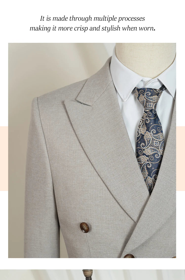 Terno masculino elegante azul escuro ST Cassy, conjunto de 2 peças, moderno, para casamento, festas, negócios e escritório.