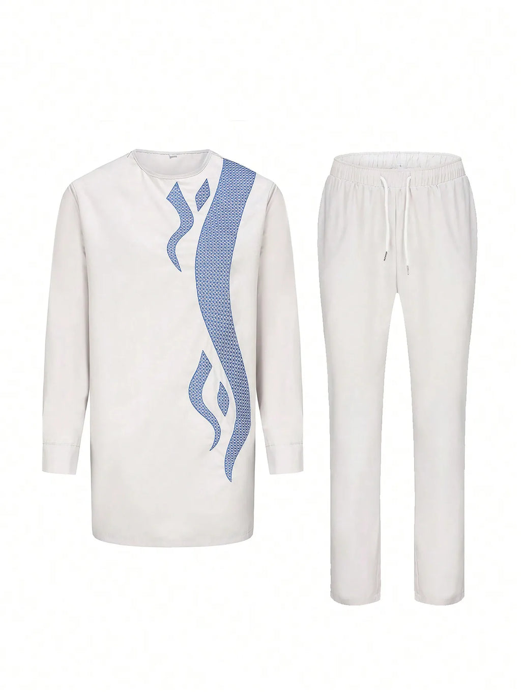 Traje Masculino Africano com Bordado Temos, Conjunto de Duas Peças, Calça Longa, Estilo Étnico Casual, Traje de Casamento, Terno para Noivos.