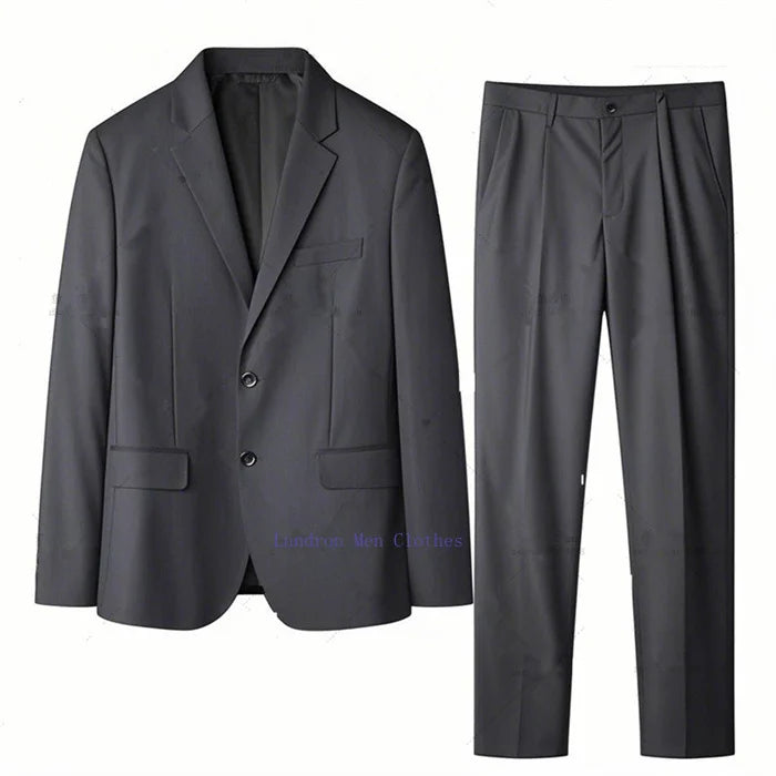 Terno de escritório masculino, casaco formal, calças plus size 6xl 7xl, blazer, trabalho de negócios, 2 peças, conjunto de padrinhos masculinos, roupas pretas, cinza e azuis