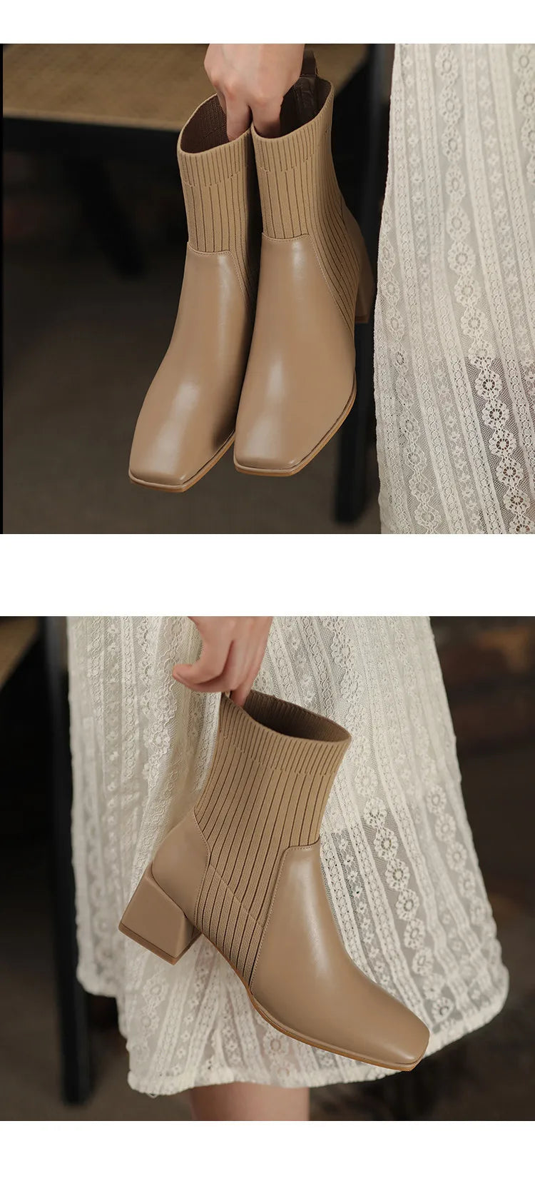2025 outono inverno novas meias de tornozelo sapatos femininos moda tamanho grande 43 botas curtas de malha deslizamento em salto alto botas de mujer