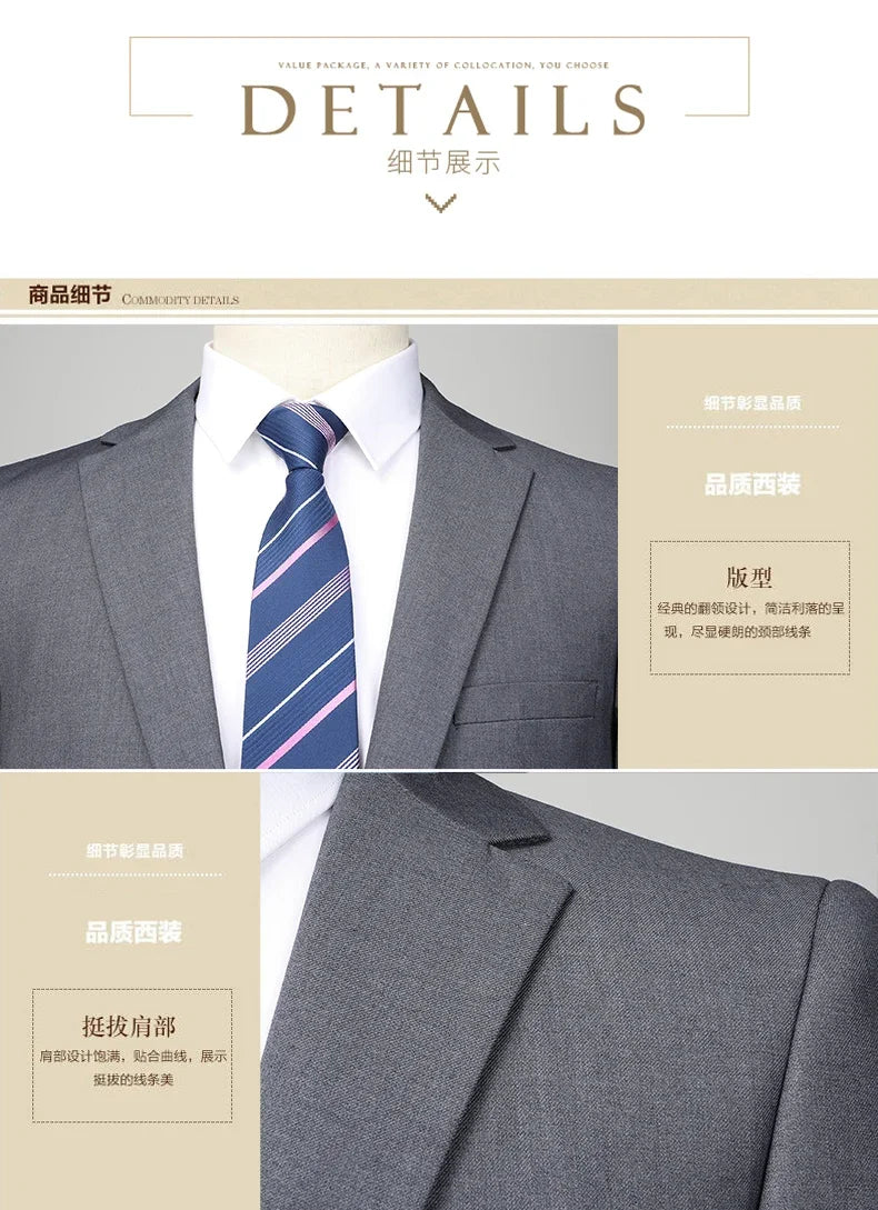 2024 masculino fino-ajuste de dois botões terno de negócios profissional trabalho formal conjunto de duas peças calças incluídas S-6XL