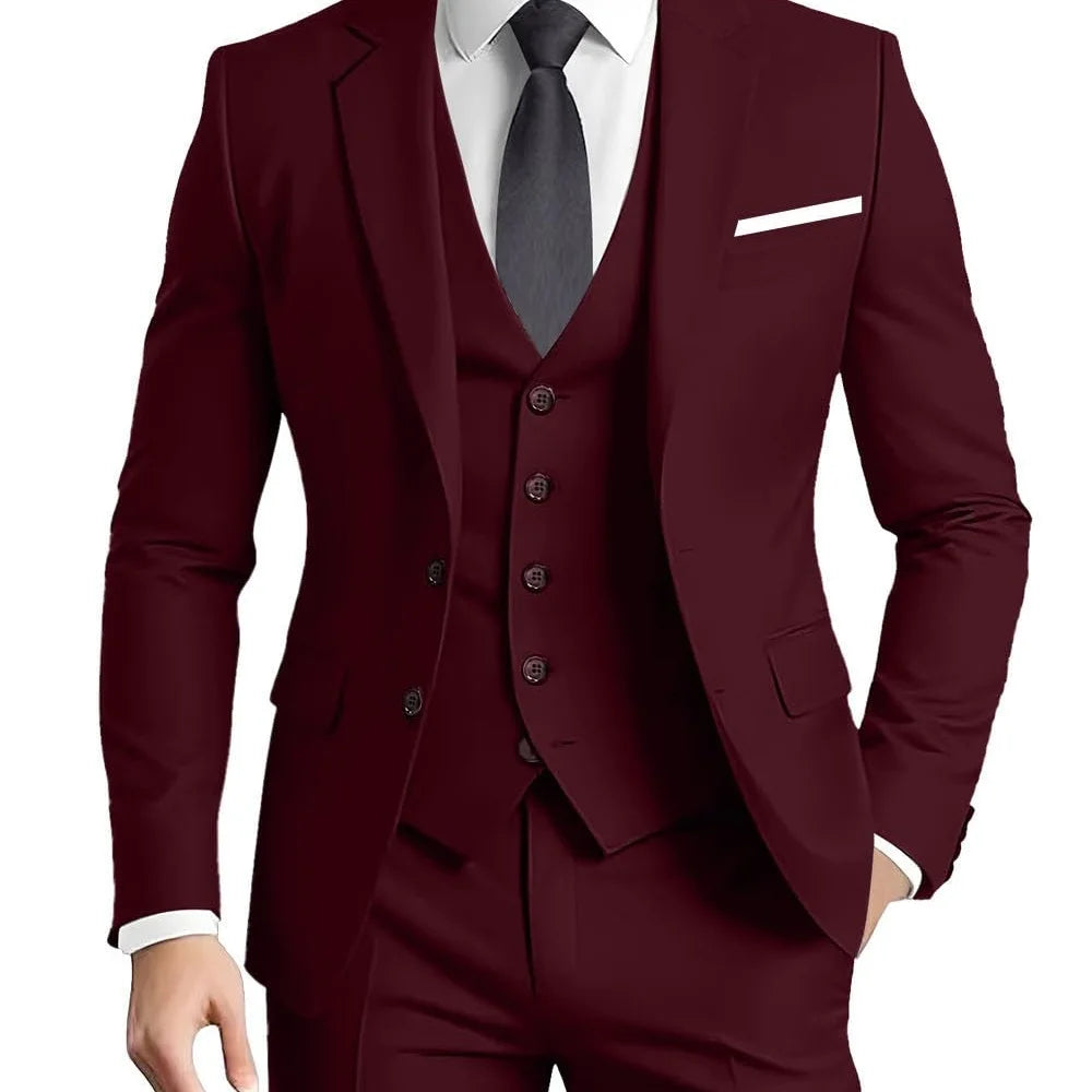 Terno Masculino Verde Oliva com Lapela Pontiaguda, Conjunto Formal de 3 Peças (Jaqueta, Calça e Colete) para Ocasiões de Festa em Casa