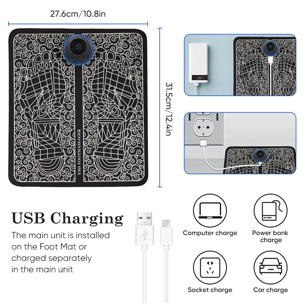 Almofada massageadora elétrica para pés, massagem muscular, treinador de relaxamento para massagem, fitness, esporte ao ar livre, casa, família, relaxamento