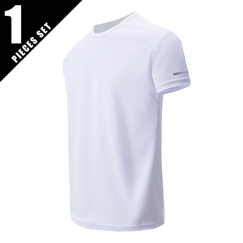 1/4 pçs masculino verão moda impressão de secagem rápida de manga curta juventude lazer esportes fitness respirável topo de meia-idade solto t