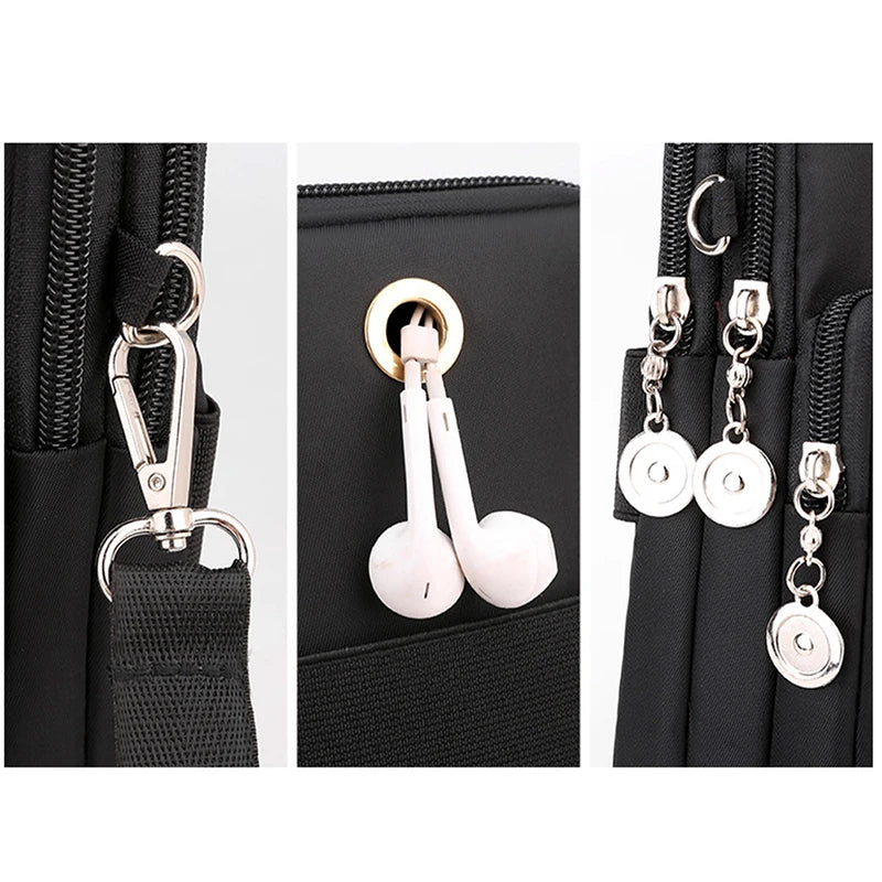 Bolsa de celular de nylon para mulheres, Bolsa para celular, Bolsa de moedas, Bolsa de ombro, Pequena bolsa crossbody, Bolsa de viagem, Nova