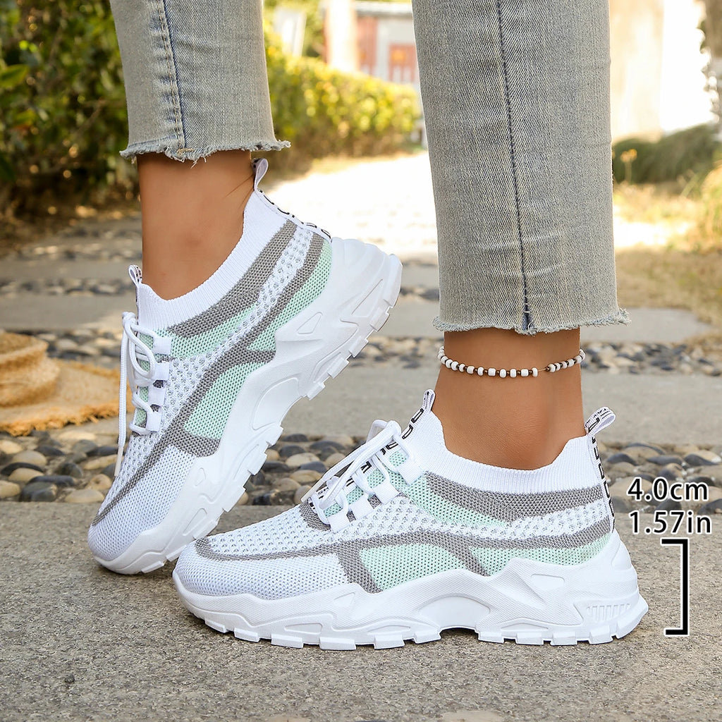 Calçados Femininos - Tênis Casuais Esportivos Verão 2026, Respiráveis e Leves, Sapatos de Trabalho Modernos em Duas Cores ou Uma Cor