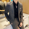 Terno de negócios fino ajuste masculino alta qualidade boutique moda conjunto de duas peças bonito tendência banquete quatro estações calças incluídas