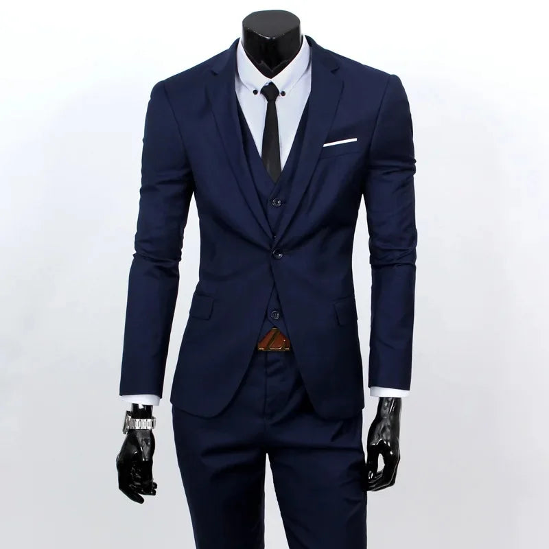 Terno de padrinhos de casamento de três peças, slim fit, roupa formal masculina, traje profissional personalizável, roupa de comemoração de casamento