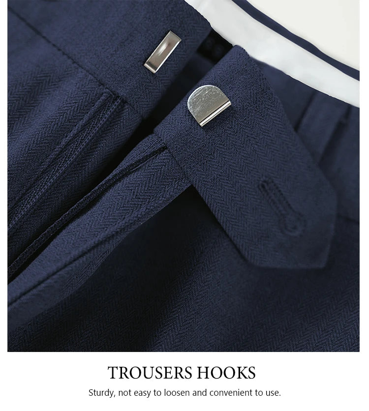 Terno masculino elegante azul escuro ST Cassy, conjunto de 2 peças, moderno, para casamento, festas, negócios e escritório.