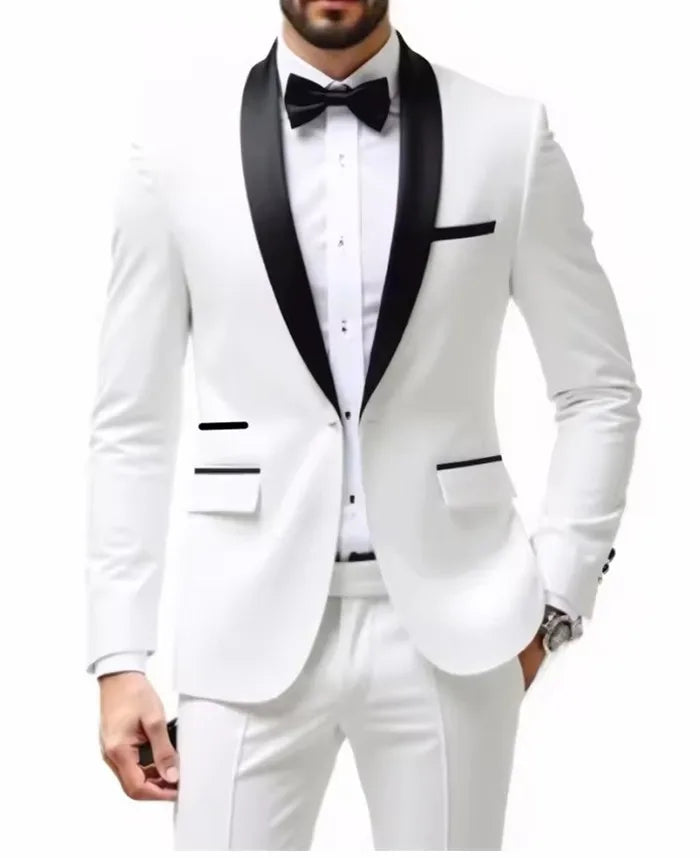 Terno masculino de 2 peças adequado para ternos de negócios de casamento, conjuntos de jaquetas e calças de botão único, conjuntos de jaqueta slim fit