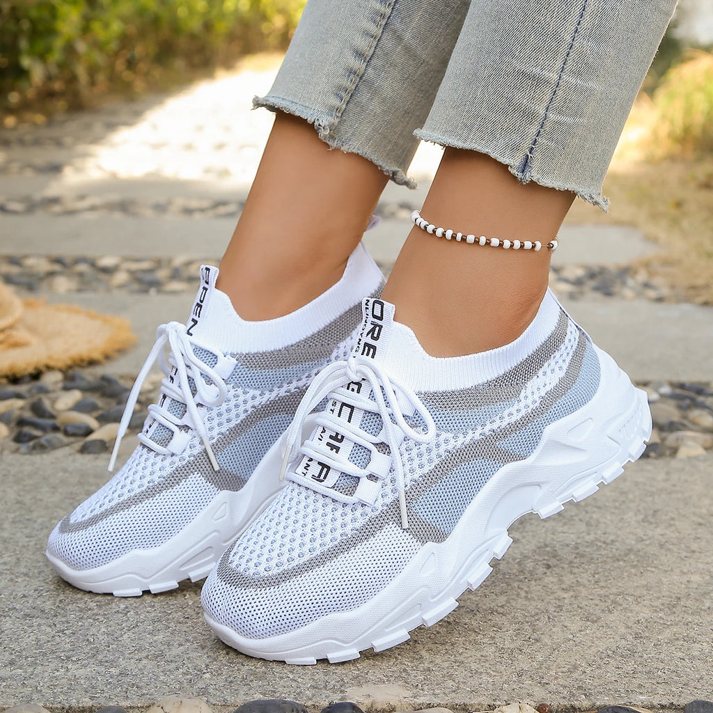 Calçados Femininos - Tênis Casuais Esportivos Verão 2026, Respiráveis e Leves, Sapatos de Trabalho Modernos em Duas Cores ou Uma Cor