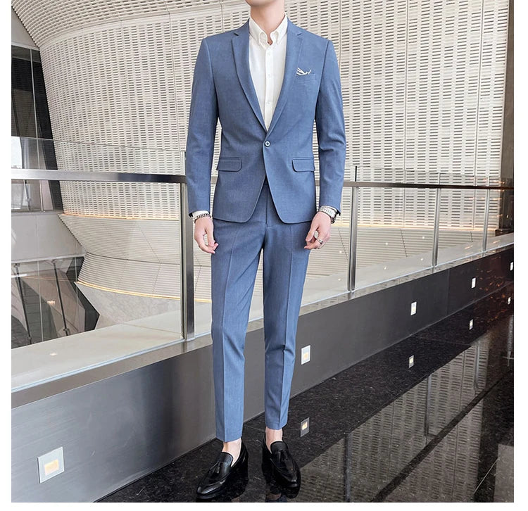 Conjunto masculino de duas peças, terno monocromático, todo apto para banquete bonito, casual e elegante, de alta qualidade, novo e elegante, M-4XL, 2022