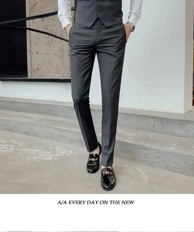 Terno (blazer + colete + calças) moda masculina negócios ao ar livre tendência cor sólida casual fino-ajuste casamento anfitrião cavalheiro terno 6xl