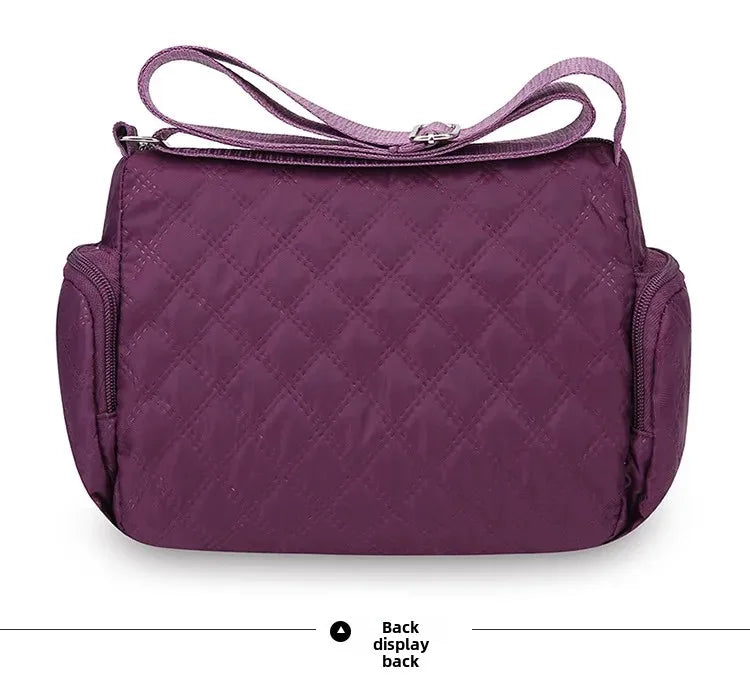 Bolsa crossbody feminina multicamadas de nylon à prova d'água, bolsa de ombro casual para mulheres de meia-idade e idosas, bolsa de grande capacidade