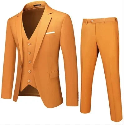 Terno de três peças masculino casual negócios profissional fino ajuste estilo coreano luz azul formal wear westwear ae estoque