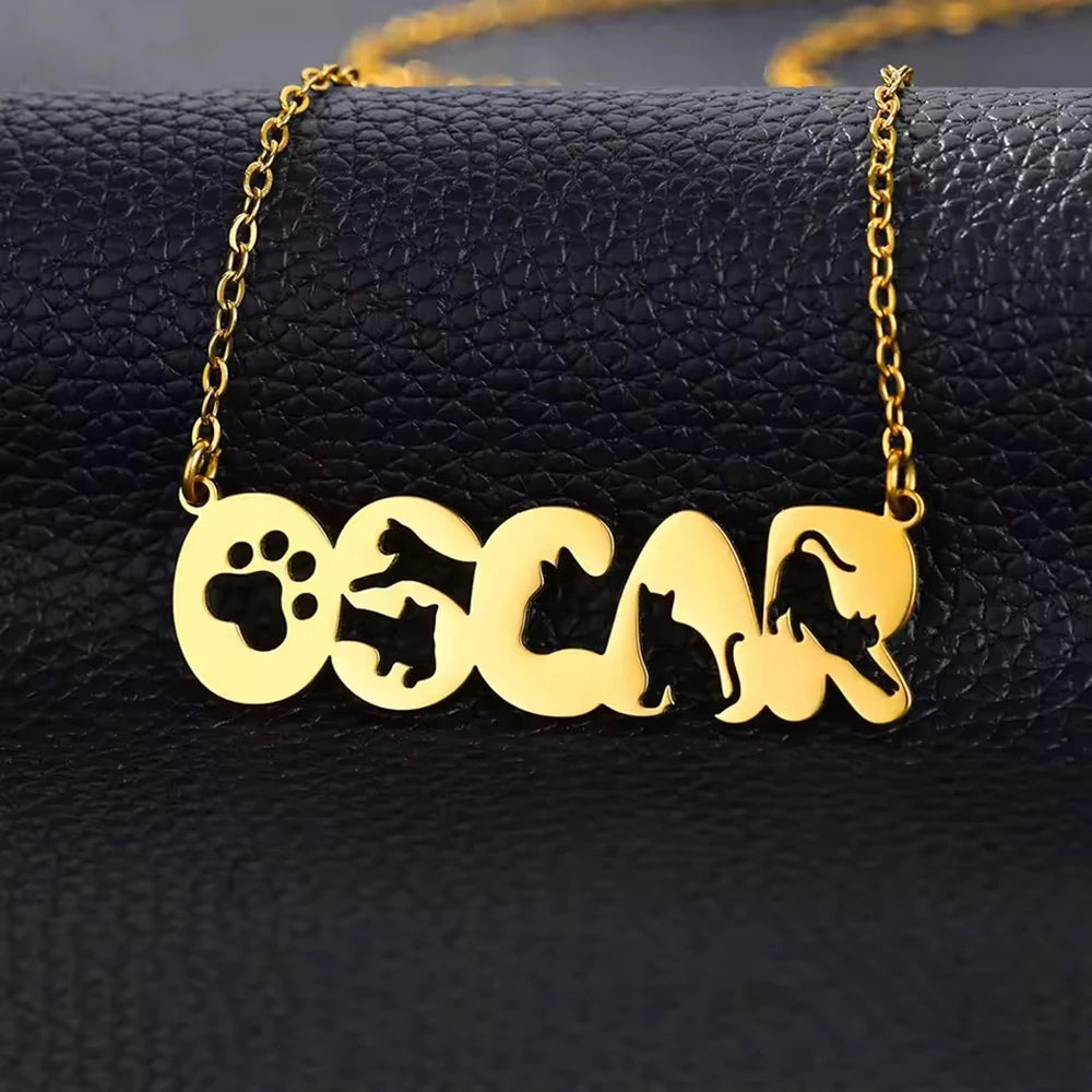 Colares com nome personalizado para mulheres, colar com pingente personalizado em aço inoxidável, joias personalizadas para o pescoço, presente de aniversário para namorada