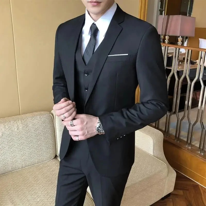 Conjunto de terno de casamento casual para homens profissional melhor homem estilo coreano novo noivo negócios formal jaqueta fino ajuste primavera terno