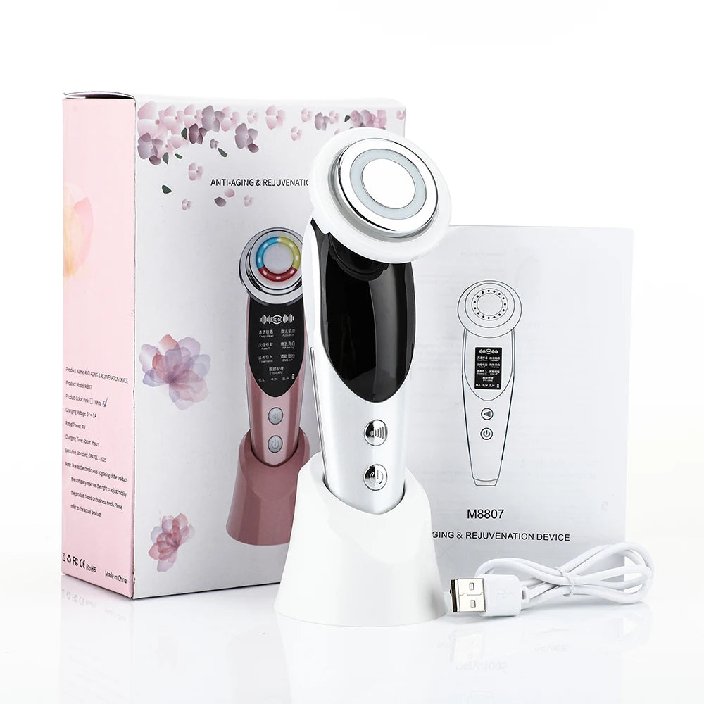 7 em 1 dispositivo de levantamento facial ems microcorrente rejuvenescimento da pele led facial pescoço endurecimento massageador rosto aparelho de cuidados de beleza
