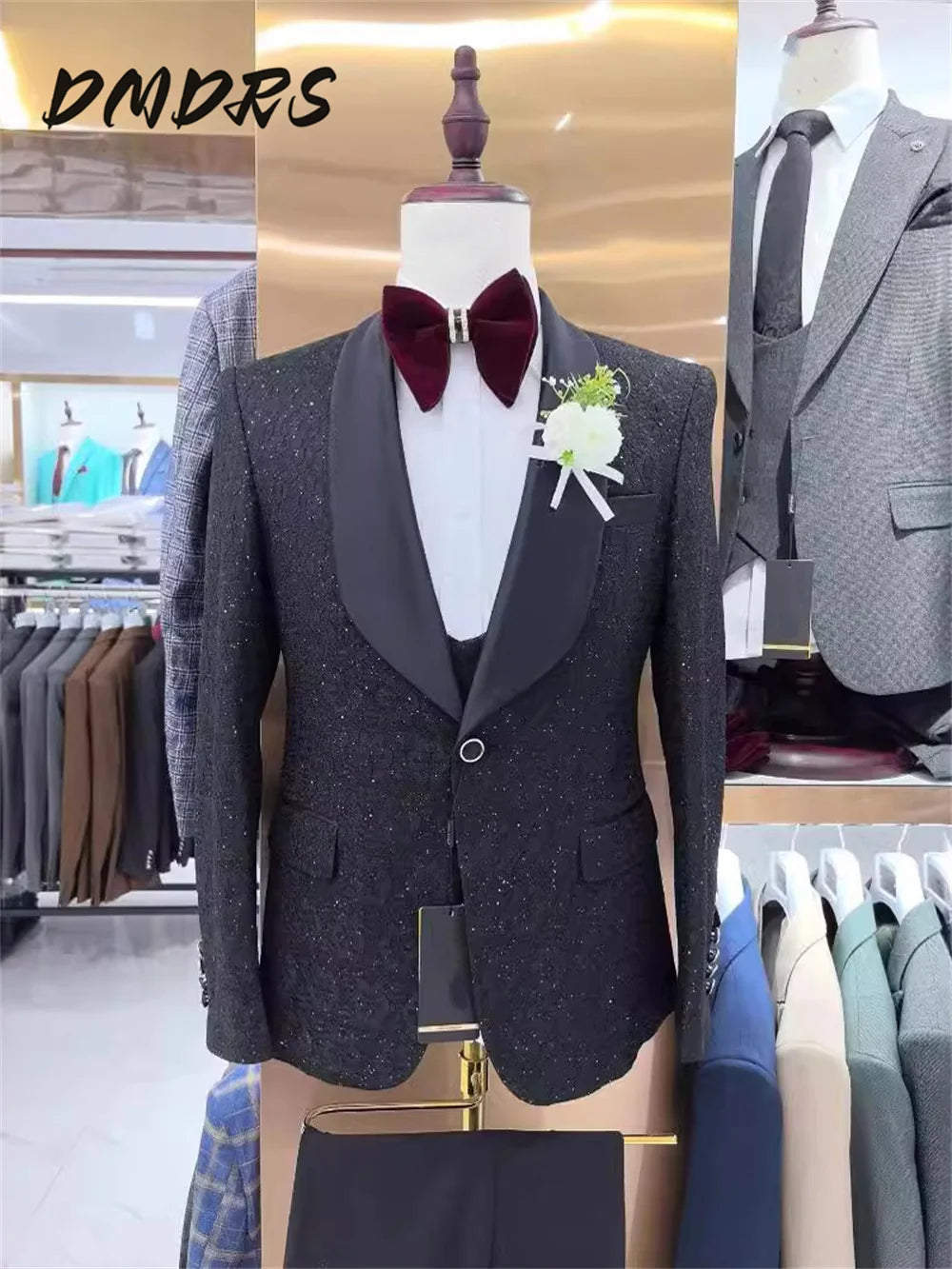 Clássico cor sólida conjunto de terno masculino para vestido de casamento elegante único breasted jaqueta calças para negócios padrinhos vestidos