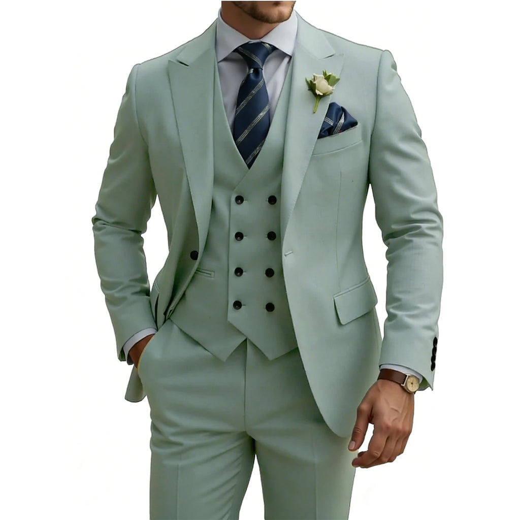 Terno masculino slim fit de 3 peças, trespassado, para casamento, baile, eventos formais, jantar de negócios e smoking.