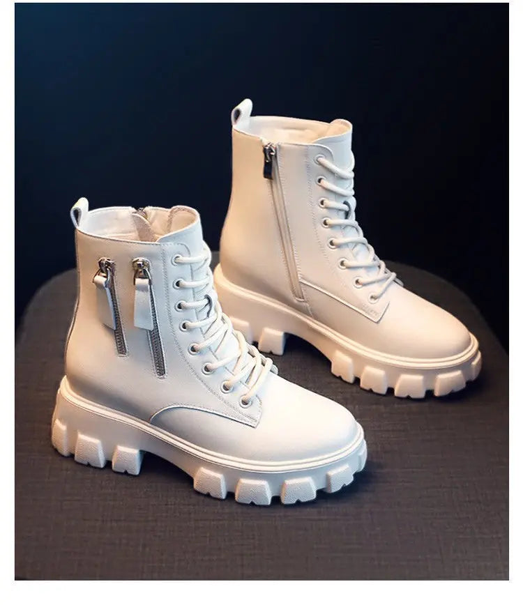 Botas 2025 novo estilo coreano forrado de lã outono inverno sapatos de algodão de alta qualidade botas femininas salto alto meados de bezerro bootsins
