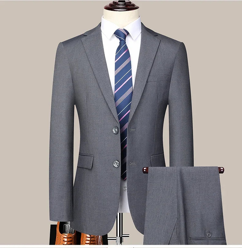 2024 masculino fino-ajuste de dois botões terno de negócios profissional trabalho formal conjunto de duas peças calças incluídas S-6XL
