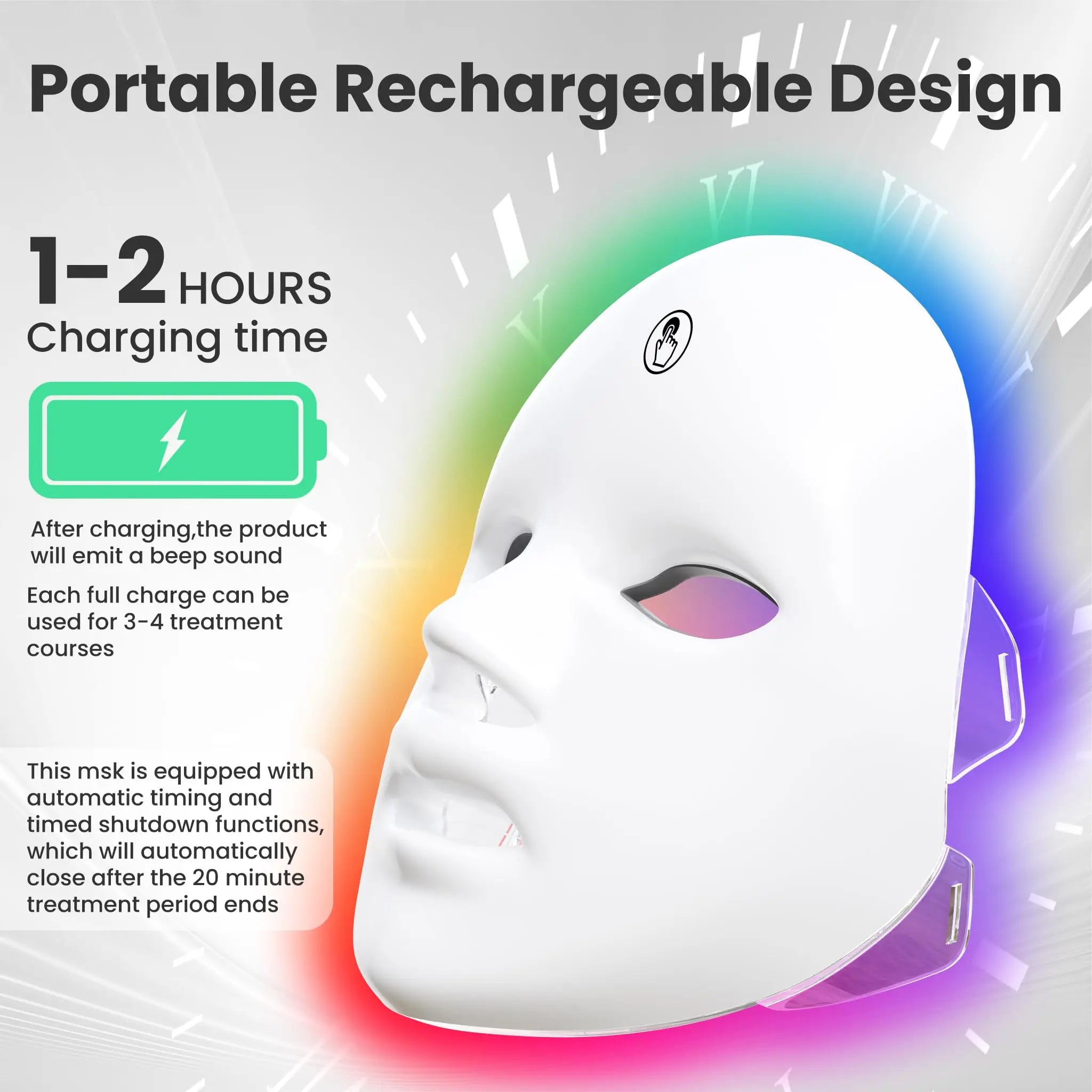 7-1 cores led máscara de cuidados com a pele facial, máscara de luz vermelha para rosto, rejuvenescimento casa face lifting clareamento dispositivo de beleza