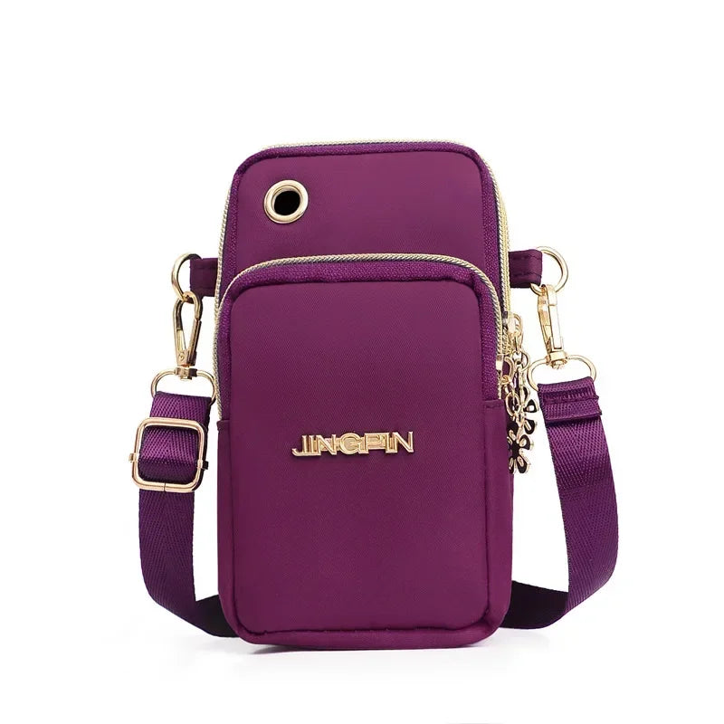 Bolsa de Celular Feminina Transversal Mini, Bolsa de Moedas Moderna para Mães, Bolsa de Ombro para Corrida com Alça de Pescoço, Carteira de 3 Camadas
