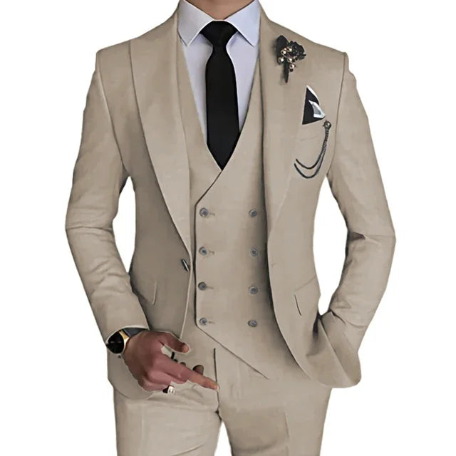 Terno de casamento monocromático masculino, boutique de lazer, casaco de negócios, calças, colete, vestido, blazers, jaqueta, calças, 3 peças, nova moda