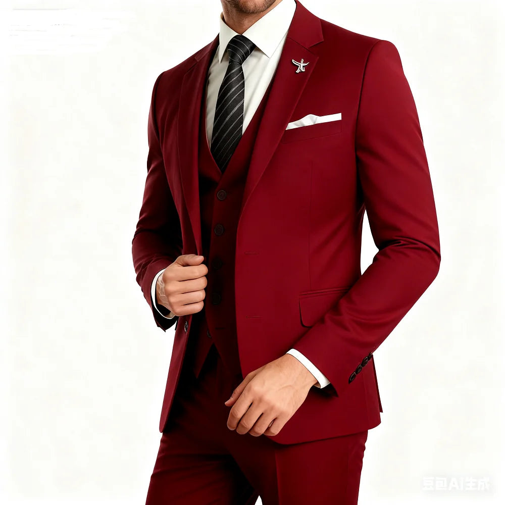 Terno Masculino Verde Oliva com Lapela Pontiaguda, Conjunto Formal de 3 Peças (Jaqueta, Calça e Colete) para Ocasiões de Festa em Casa