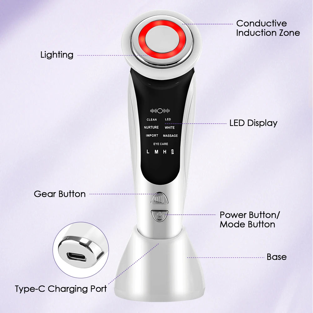 7 em 1 dispositivo de levantamento facial ems microcorrente rejuvenescimento da pele led facial pescoço endurecimento massageador rosto aparelho de cuidados de beleza