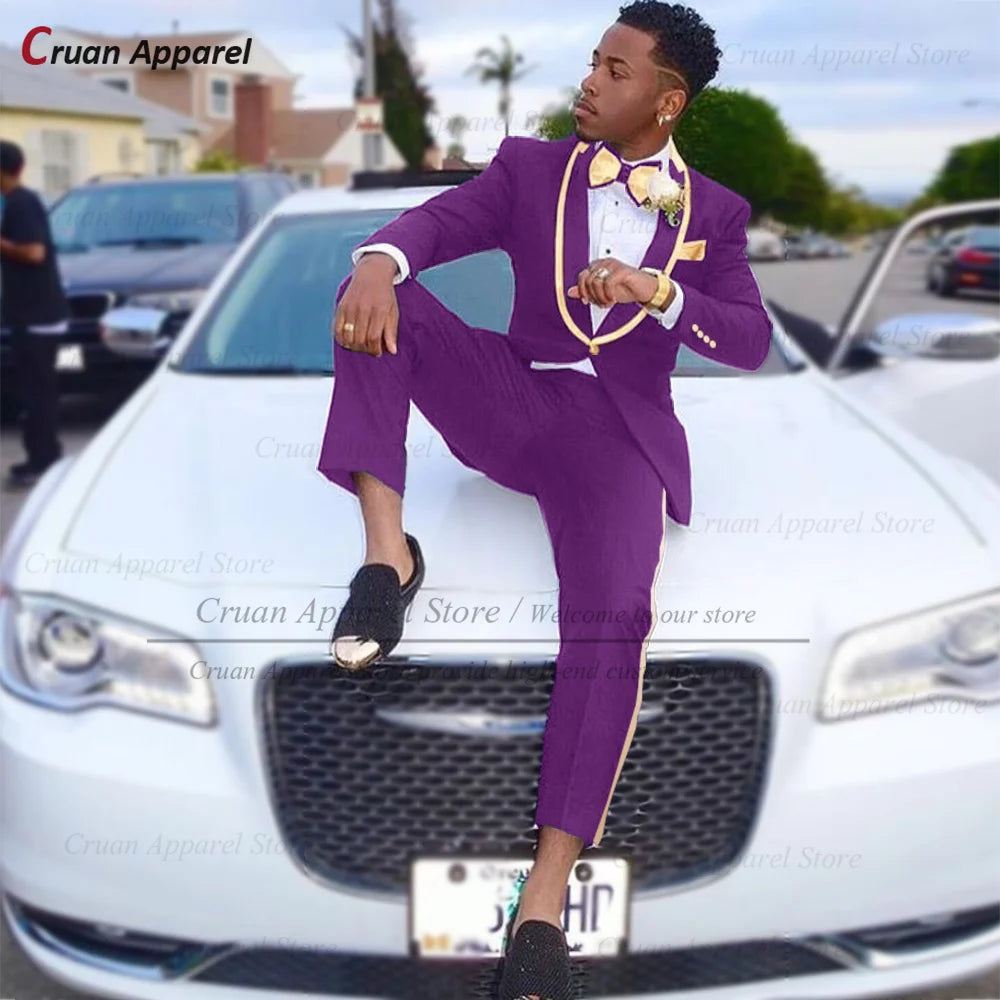 Conjuntos de terno clássico masculino atividades formais sob medida fino ajuste roupas casamento elegante padrinho trajes blazer calças 2 peças