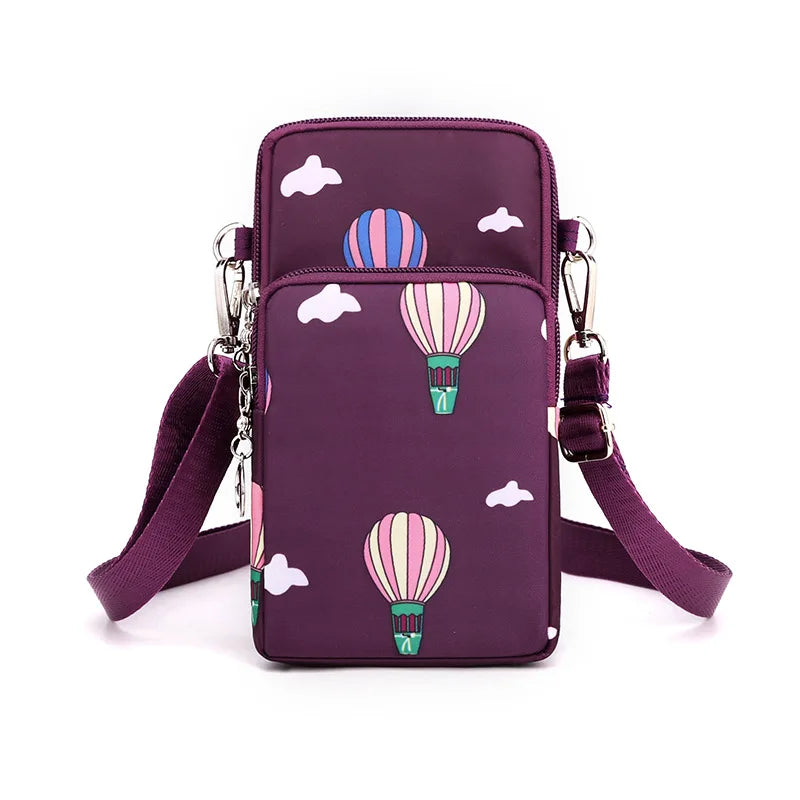 Bolsa de celular de nylon para mulheres, Bolsa para celular, Bolsa de moedas, Bolsa de ombro, Pequena bolsa crossbody, Bolsa de viagem, Nova