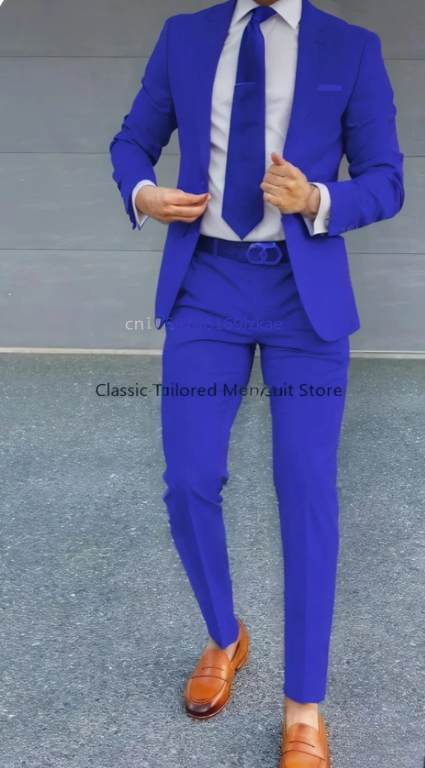 Terno masculino 2 peças terno jaqueta calças formal casamento smoking noivo roupas cor personalizada blazer XS-5XL