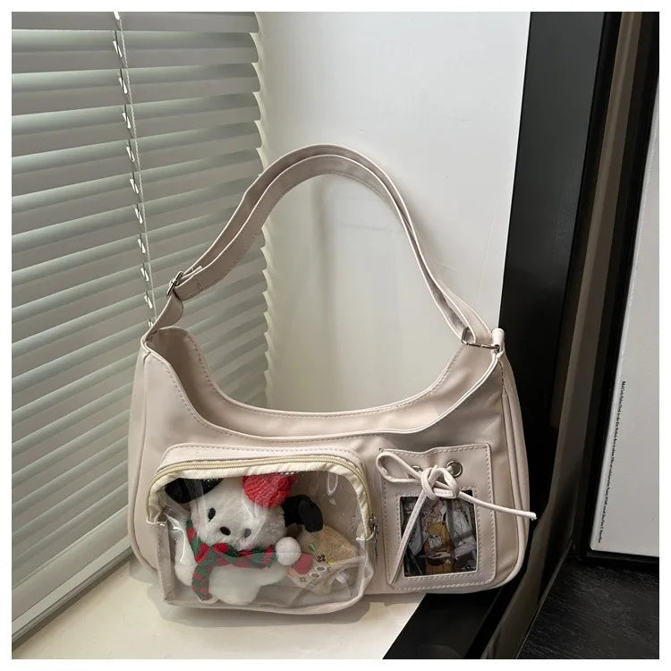 Y2k harajuku bolsa de ombro feminina coreano transparente ita saco escola crossbody saco feminino designer japonês bolsa preppy