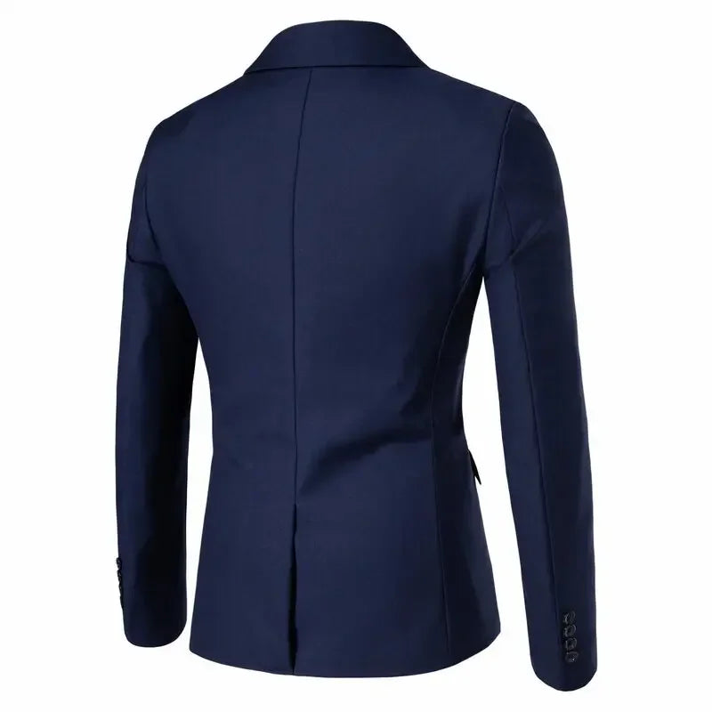 Terno masculino (blazer + colete + calças) moda negócios cor sólida casamento estilo britânico workwear, terno de desempenho casual