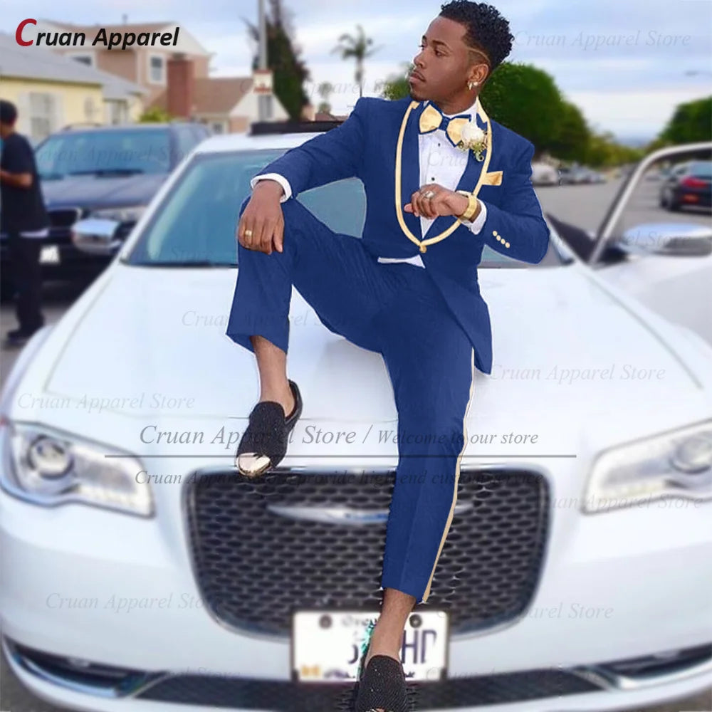 Conjuntos de terno clássico masculino atividades formais sob medida fino ajuste roupas casamento elegante padrinho trajes blazer calças 2 peças