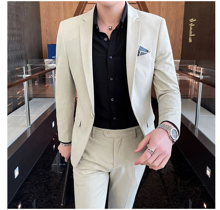 Conjunto masculino de duas peças, terno monocromático, todo apto para banquete bonito, casual e elegante, de alta qualidade, novo e elegante, M-4XL, 2022